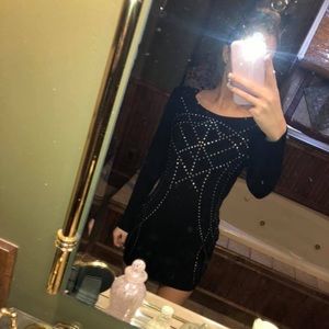 Black bodycon dress with gems